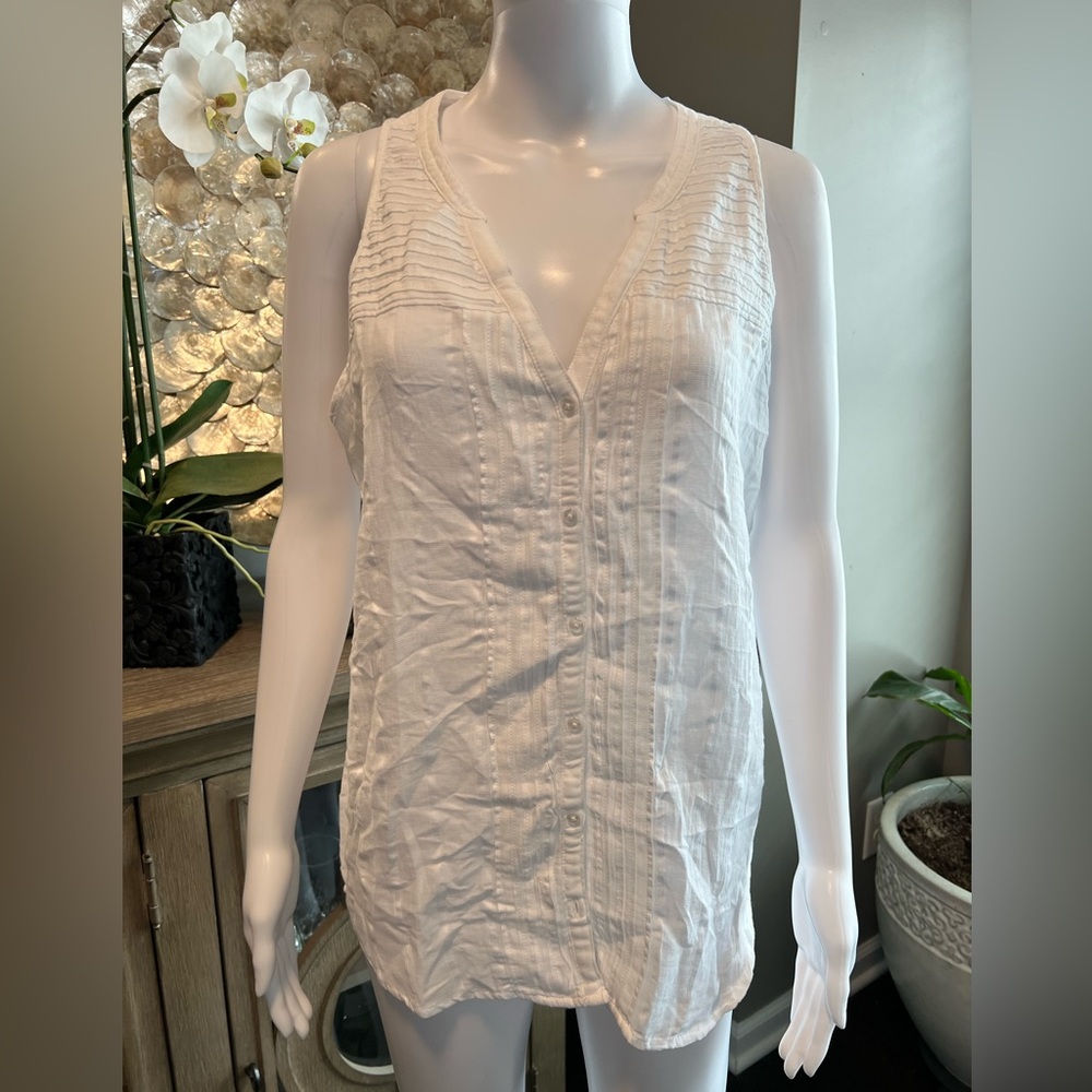 PrAna Sleeveless Organic Cotton Button‎ Up Top M